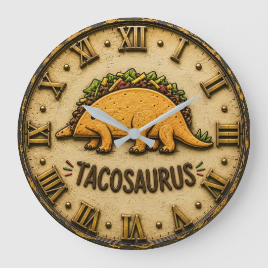 Tacosaurus Funny Taco Dinosaur Große Wanduhr (Vorderseite)