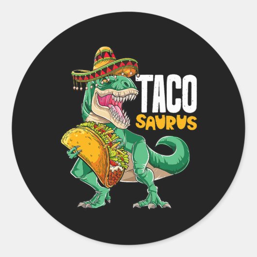 Tacosaurus Shirt Taco Cinco De Mayo Dinosaurier T Runder Aufkleber (Vorderseite)