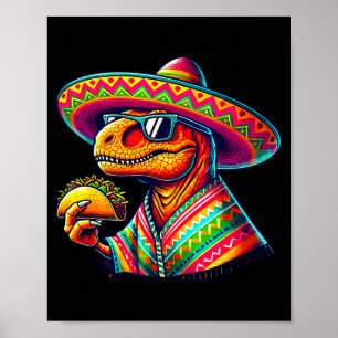 Tacosaurus Taco Dinosaur Cinco de Mayo mexikanisch Poster
