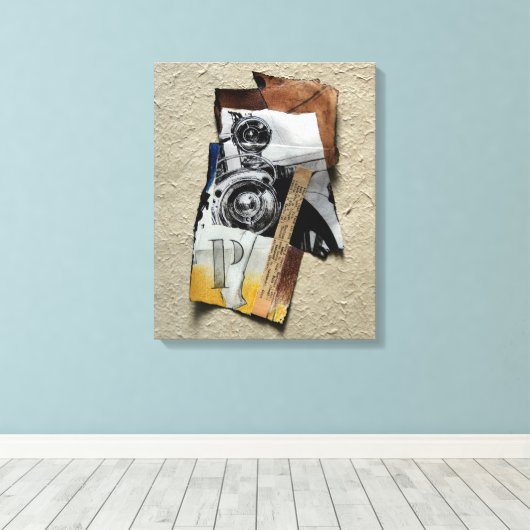 Tacot 1 Banger Collage mit P Monogramm-Leinwand Leinwanddruck (Insitu (Holzboden))