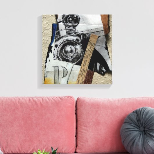 Tacot 1d Banger Collage mit P Monogramm Leinwand (Insitu (Wohnzimmer))