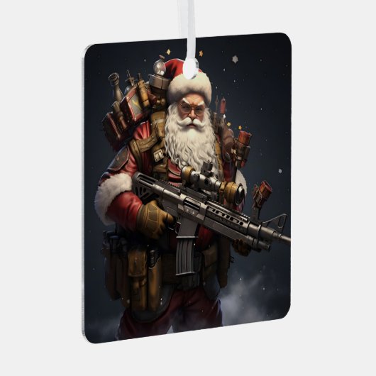 Tactic Santa Claus Urlaub Ornament Aus Metall (Vorderseite Rechts)