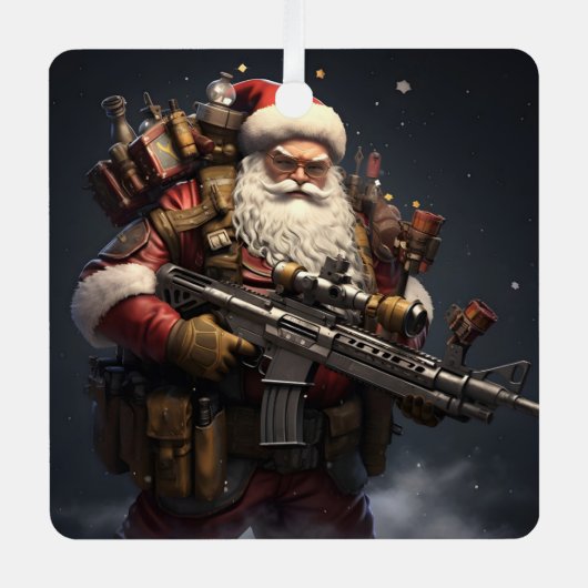 Tactic Santa Claus Urlaub Ornament Aus Metall (Vorderseite)