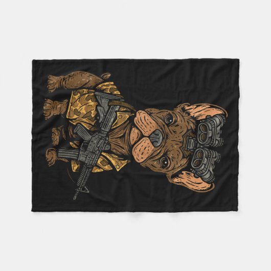 Tactical Frenchie Funny Dog Bulldog With Nvg Meme Fleecedecke (Vorderseite (Horizontal))