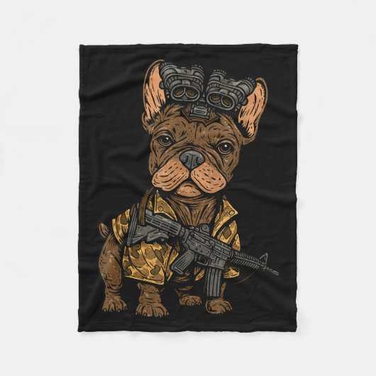 Tactical Frenchie Funny Dog Bulldog With Nvg Meme Fleecedecke (Vorderseite)