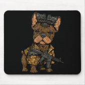 Tactical Frenchie Funny Dog Bulldog With Nvg Meme Mousepad (Vorne)