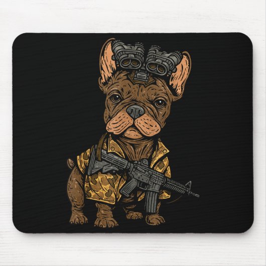 Tactical Frenchie Funny Dog Bulldog With Nvg Meme Mousepad (Vorne)