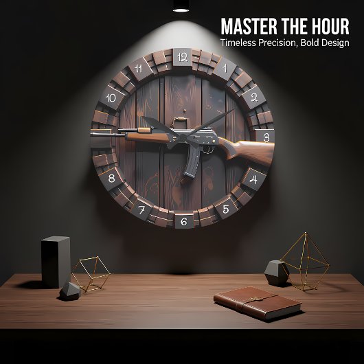 Tactical Rifle Barrel Wood Große Wanduhr