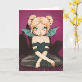 Tad Batty - Fledermaus-Märchengrüßkarte Karte (Gelbe Blume)