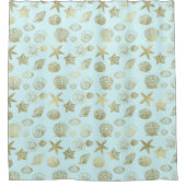 Tadellose blaue GoldMuscheln Duschvorhang (Vorderseite)