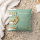 Tadellose Grün-u. Goldstreifen mit Schmetterling Kissen (Decke)