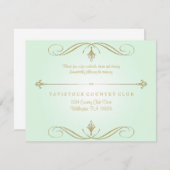 Tadellose Grün-und Goldhochzeits-Empfangs-Karte Begleitkarte (Vorne/Hinten)