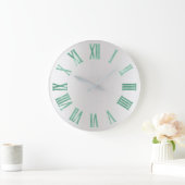 Tadellose grüne graue metallische silberne große wanduhr (Zuhause)