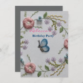 tadellose grüne rosa Stickerei-blauer mit Einladung (Vorne/Hinten)