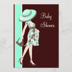 Tadellose grüne schokoladenbraune Babyparty Einladung