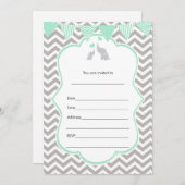 Tadellose grüne silberne Einladung des Elefanten (Vorne/Hinten)