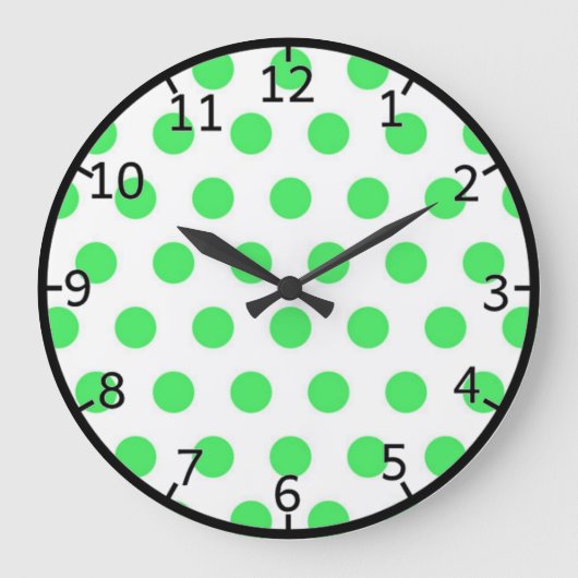 Tadellose grüne Tupfen Große Wanduhr (Vorderseite)