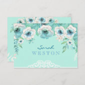 Tadellose grüne u. weiße Watercolor-Blumen danken Dankeskarte (Vorne/Hinten)