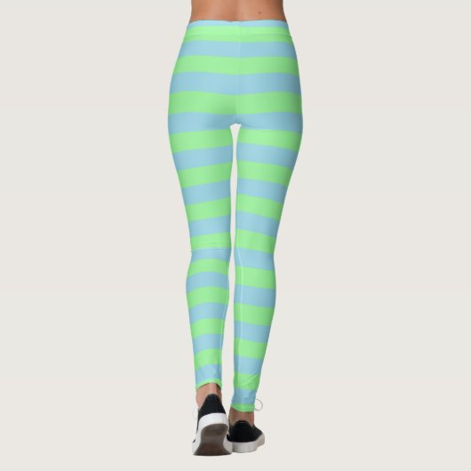 Tadellose grüne und blaue Pastellstreifen Leggings (Rückseite)