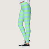 Tadellose grüne und blaue Pastellstreifen Leggings (Links)