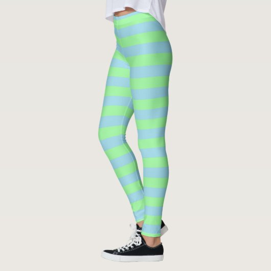 Tadellose grüne und blaue Pastellstreifen Leggings (Links)