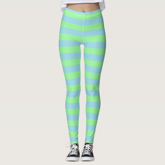Tadellose grüne und blaue Pastellstreifen Leggings (Vorderseite)