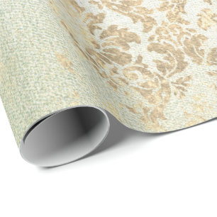 Tadellose Imitat-GoldblumenHütten-Grungy Damast Geschenkpapier