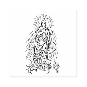 Tadellose Mutter von Christus mit Rosenbeet Gummistempel
