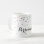 Tadellose Regenbogenconfetti-Punkte Kaffeetasse (Vorderseite Links)