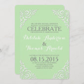 Tadelloser Damast-mit Filigran geschmückte Einladung (Vorne/Hinten)