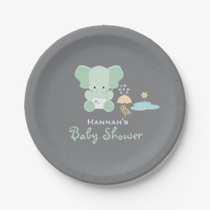 Tadelloser grüner Elefant kleine Vogel-Babyparty Pappteller