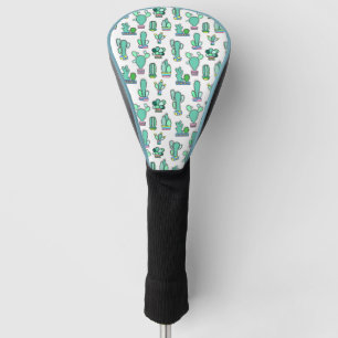 Tadelloser grüner Kaktus u. saftiges Golf Headcover