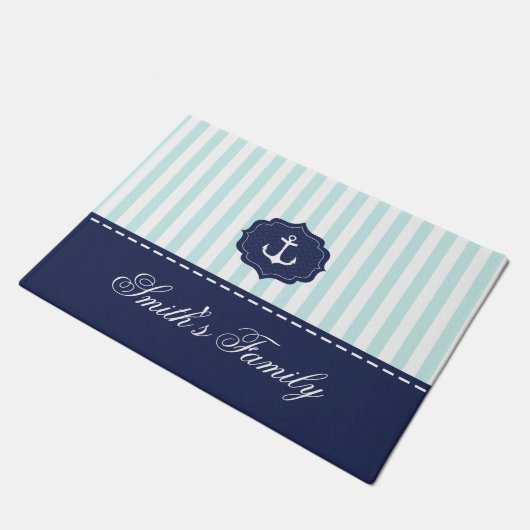 Tadelloser Marine-Blau-Anker-nautischindividueller Fußmatte (Schrägansicht)