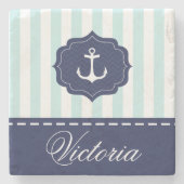 Tadelloser Marine-Blau-Anker-nautischindividueller Steinuntersetzer (Vorderseite)