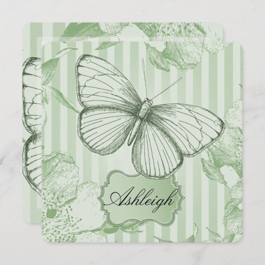 Tadelloser Schmetterling 16. Geburtstag Einladung (Vorne/Hinten)