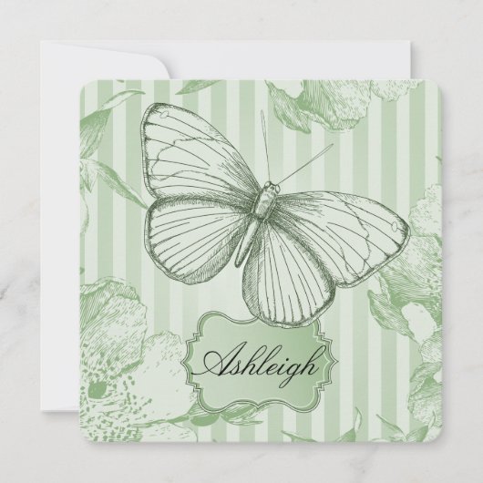 Tadelloser Schmetterling 16. Geburtstag Einladung (Vorderseite)