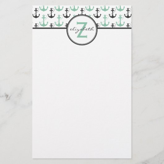 Tadelloses Anker-Monogramm Briefpapier (Vorderseite)