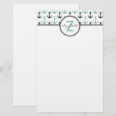 Tadelloses Anker-Monogramm Briefpapier (Vorne/Hinten)