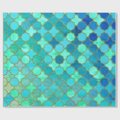 Tadelloses Aqua-aquamarines Goldorientalisches Geschenkpapier (Flach)