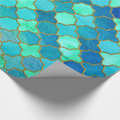 Tadelloses Aqua-aquamarines Goldorientalisches Geschenkpapier (Ecke)