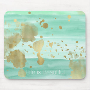 Tadelloses Gold abstrakt mit Inspirational Zitat Mousepad