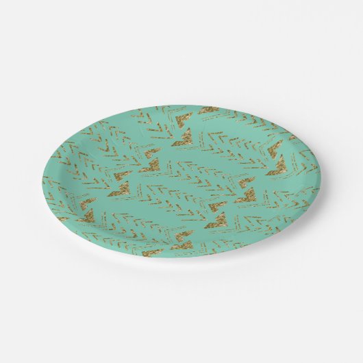 Tadelloses Goldbezaubernde Aquarell-Pfeile Pappteller (Schrägansicht)