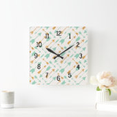 Tadelloses Goldstammes- aztekische Pfeil-Musteruhr Quadratische Wanduhr (Zuhause)