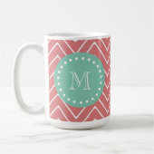 Tadelloses grünes Monogramm des Pfirsich-Zickzack Kaffeetasse (Links)