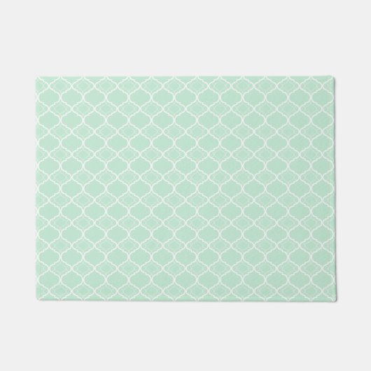Tadelloses grünes Quatrefoil geometrisches Muster Fußmatte (Vorderseite)