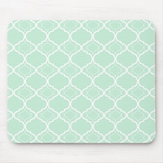 Tadelloses grünes Quatrefoil geometrisches Muster Mousepad (Vorne)