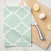 Tadelloses grünes Quatrefoil Marokkaner-Muster Küchentuch (Viertel Falte)