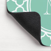 Tadelloses grünes Quatrefoil Muster, Ihr Monogramm Mousepad (Ecke)