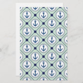 Tadelloses grünes Seeanker-Muster Briefpapier (Vorne/Hinten)