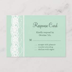Tadelloses grünes und Vintages Spitze UAWG RSVP Karte